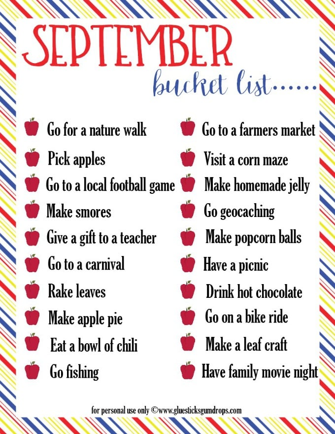 September bucket list for families