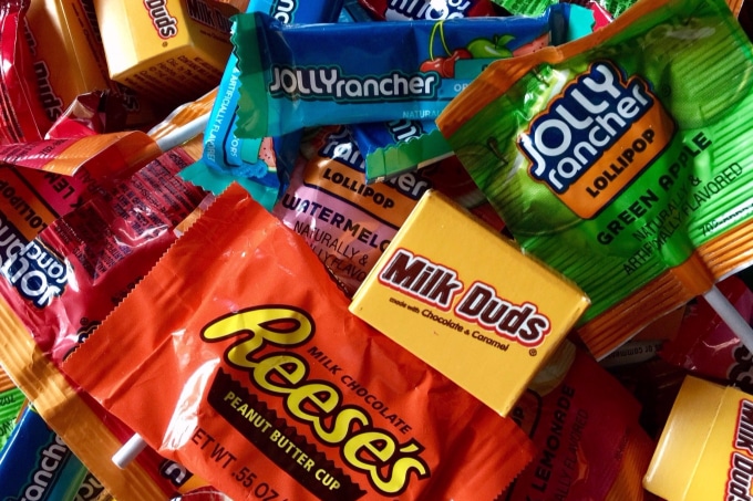 trade candy on Halloween