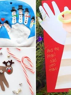 collage of 3 handprint christmas crafts