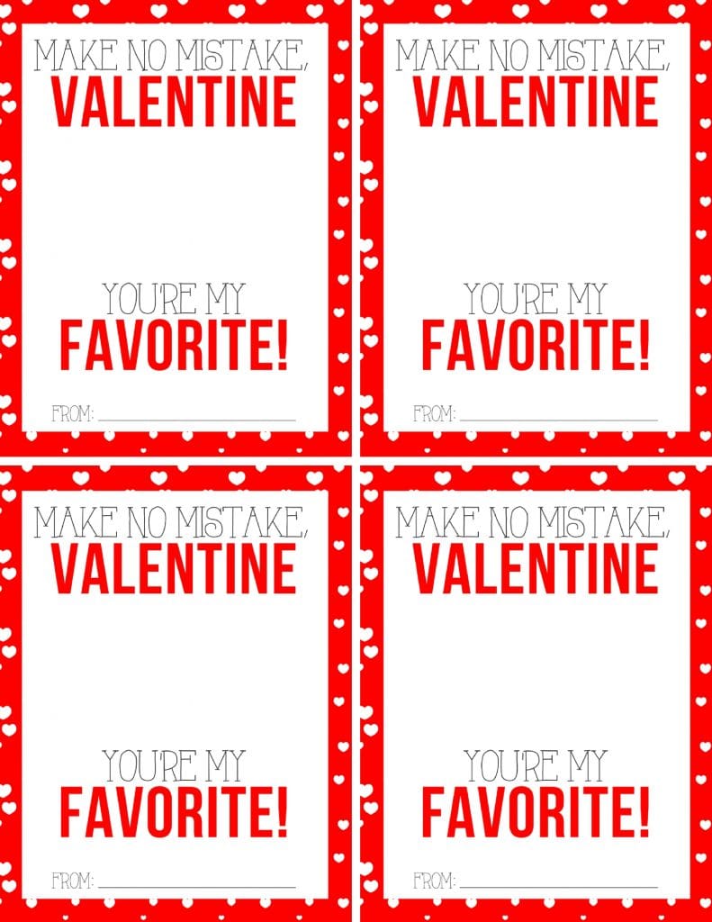 Printable Valentines for Erasers