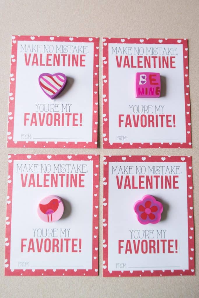 Eraser valentines for the classroom