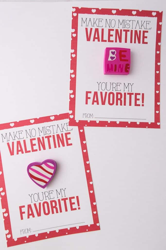 Eraser Valentines Printables for Kids