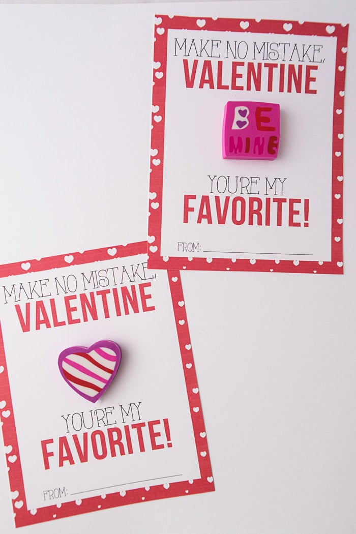 Eraser Classroom Valentines Free Printables for Valentine's Day