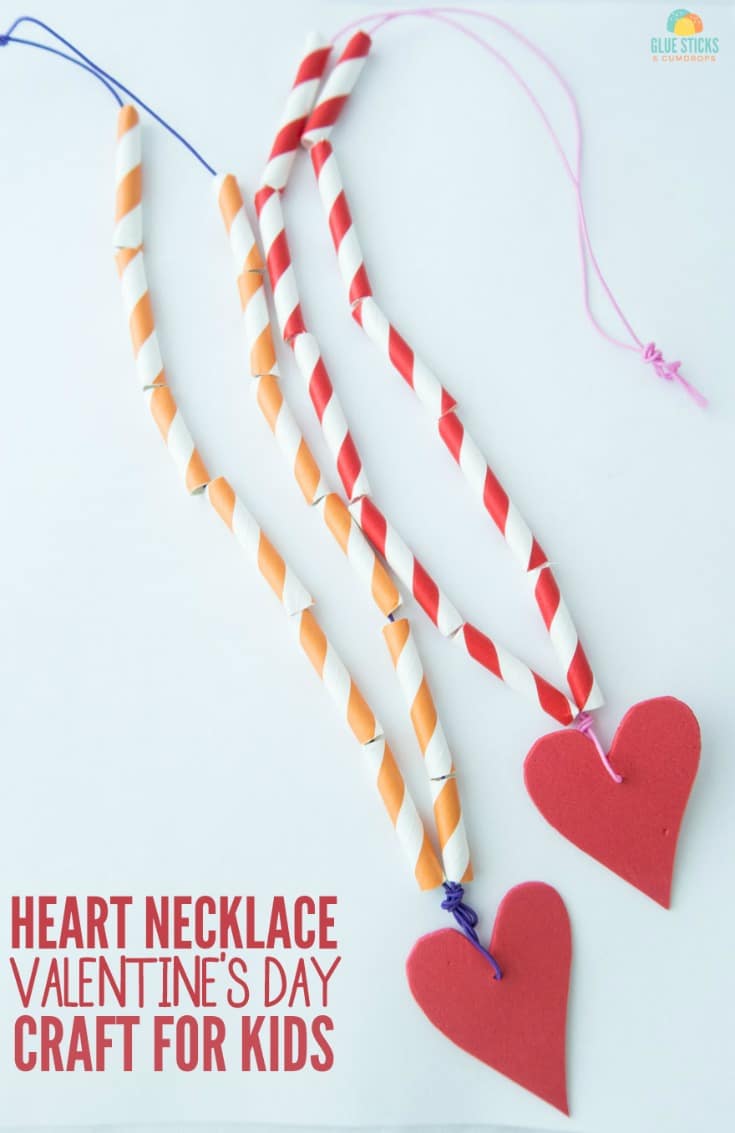 Heart Necklace Valentine's Day Craft for Kids - Glue Sticks and Gumdrops