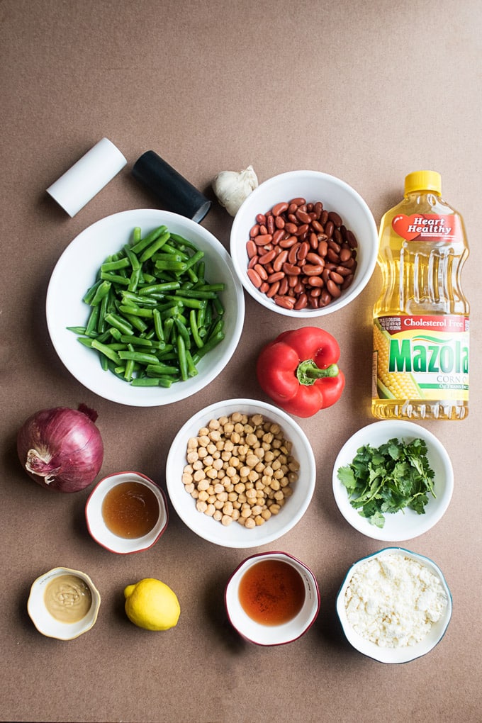 Ingredients for Light Three Bean Salad