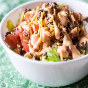 Delicious Cheeseburger Salad with Big Mac Dressing