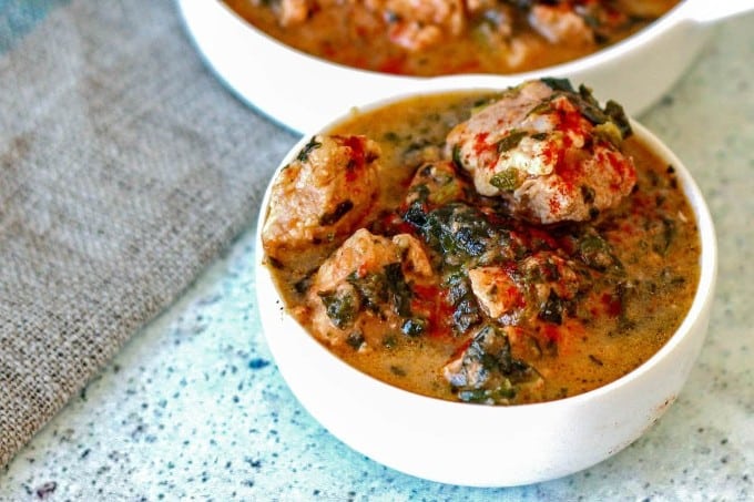 spicy pork stew with spinach