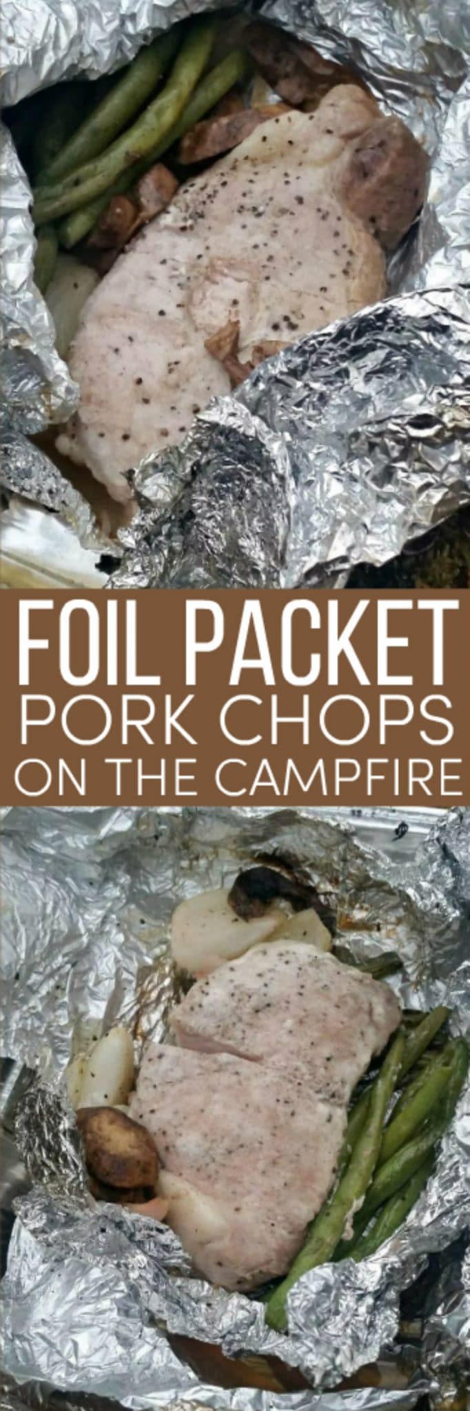 Pork Chop Foil Packets with Veggies Cooked on the Campfire