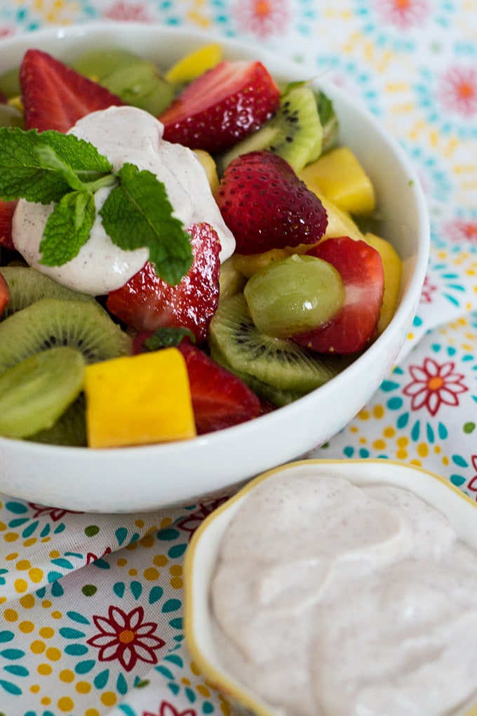 Tropical Fruit Salad Recipe with Honey Yogurt Dip