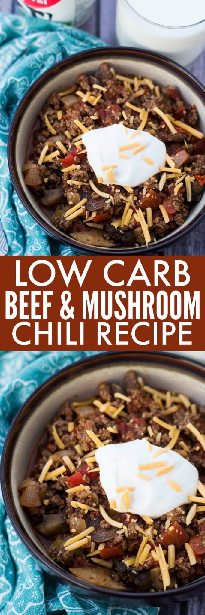 Beef and Mushroom Low Carb Chili long pin