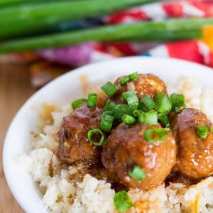 Sweet and Spicy Korean Meatballs with Riced Cauliflower