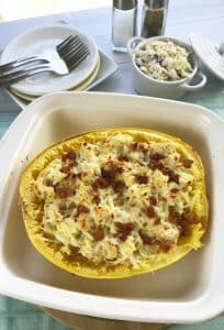 Chicken Bacon Low Carb Spaghetti Squash Boats