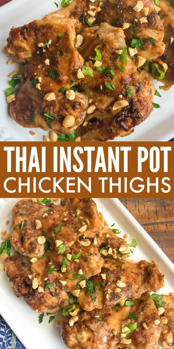 Make these yummy Thai Instant Pot Chicken Thighs for dinner today! The leftovers are delicious in lettuce wraps.