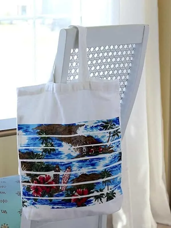 beach decoupage bag