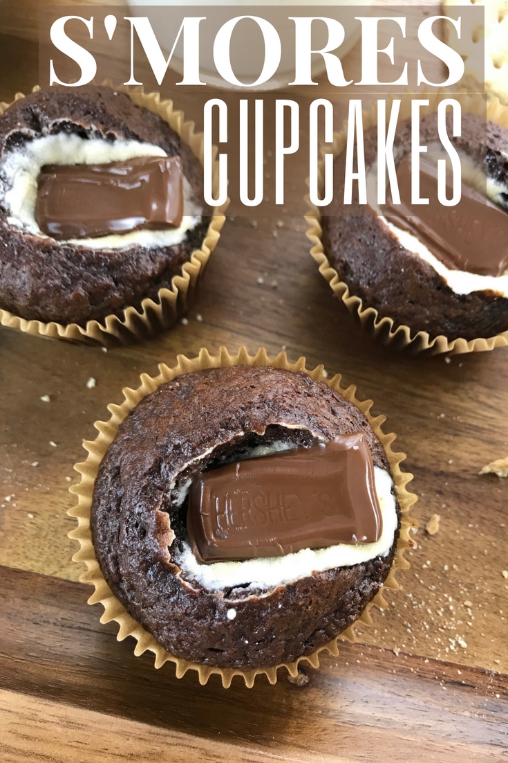 Layered Smores Cupcake Recipe with a Marshmallow Center