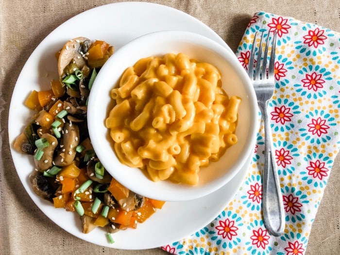 Veggie Stir Fry with Mac and Cheese
