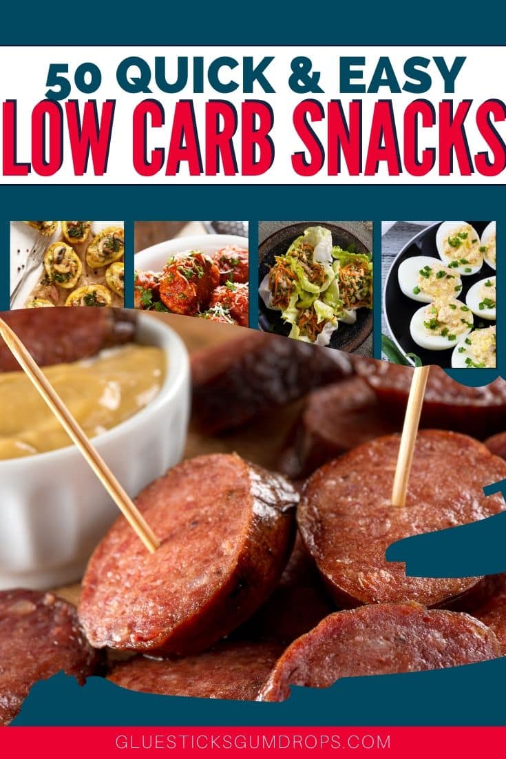 collage showing low carb snacks