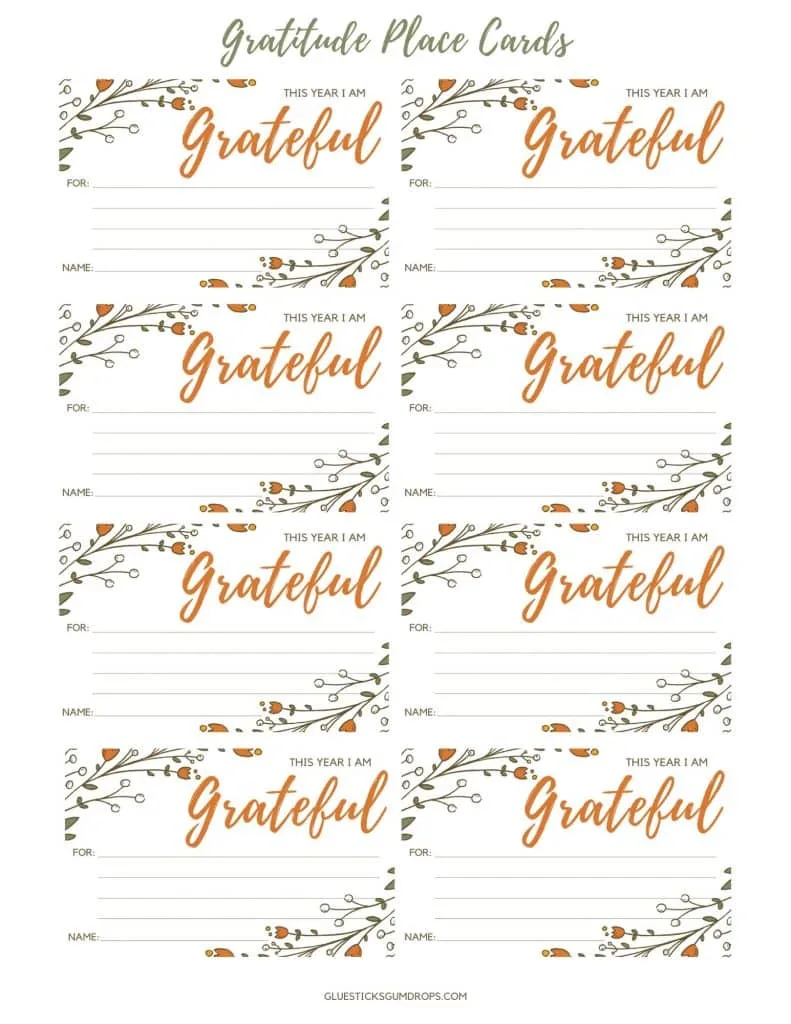 printable thanksgiving gratitude place cards