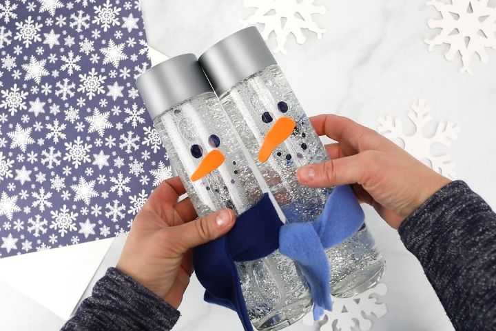 snowman sensory bottles