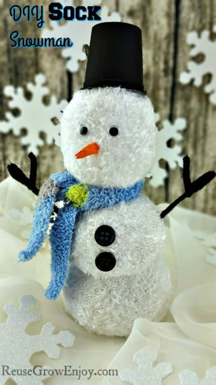 snowman made out of chenille socks