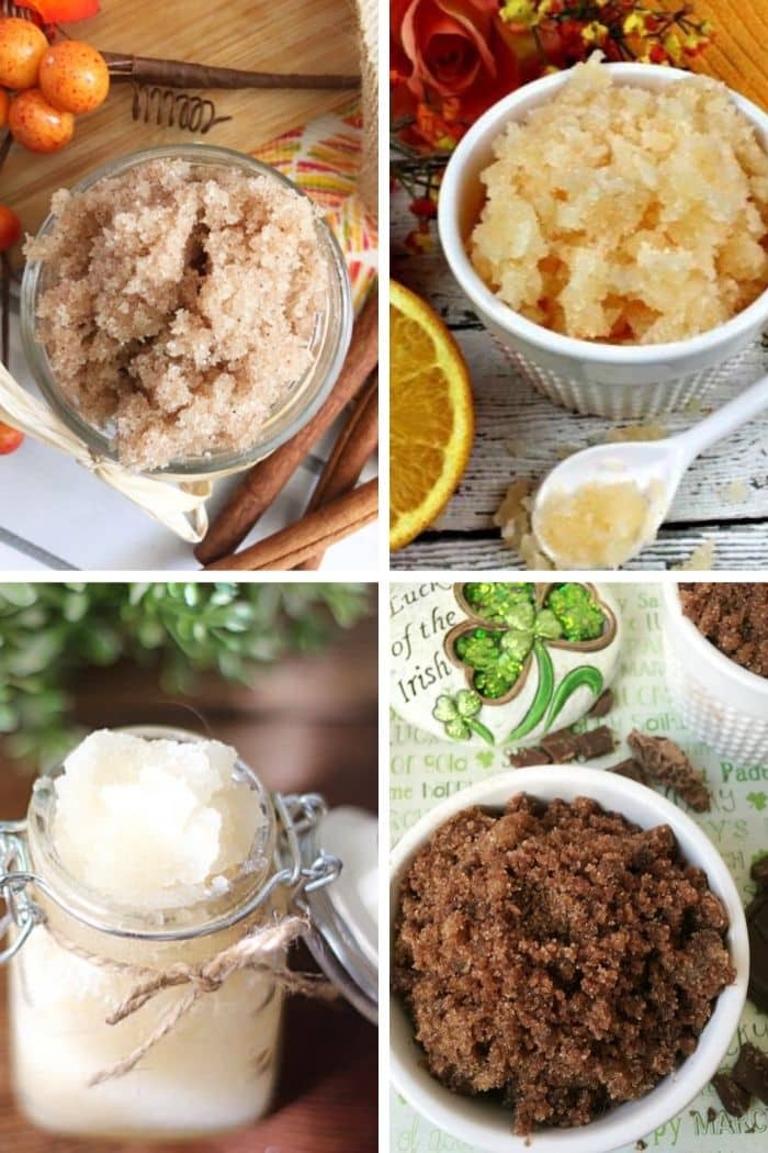 collage of sugar scrub recipes