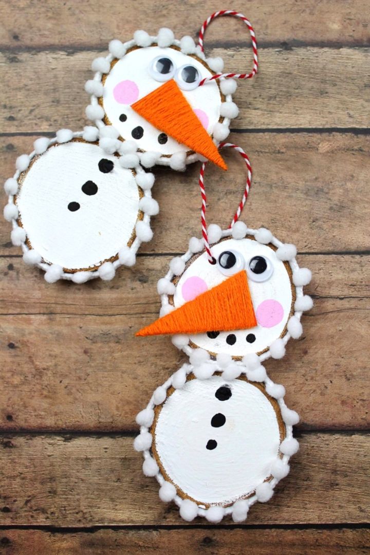 wood slice snowman ornaments