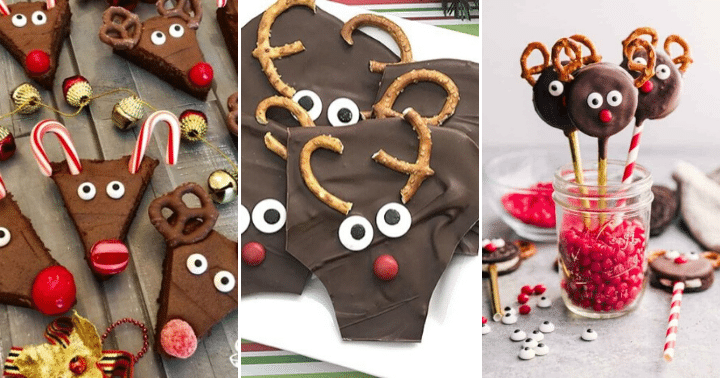 collage of 3 reindeer treats