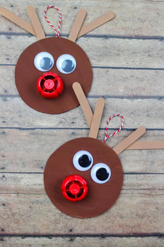 rudolph ornament from recycled materials