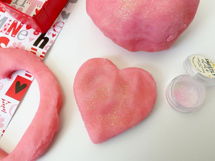 heart shaped pink playdough