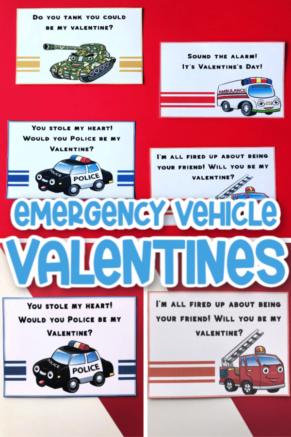 Emergency Vehicle Valentines - Police, Fire, EMS, Military - Glue ...