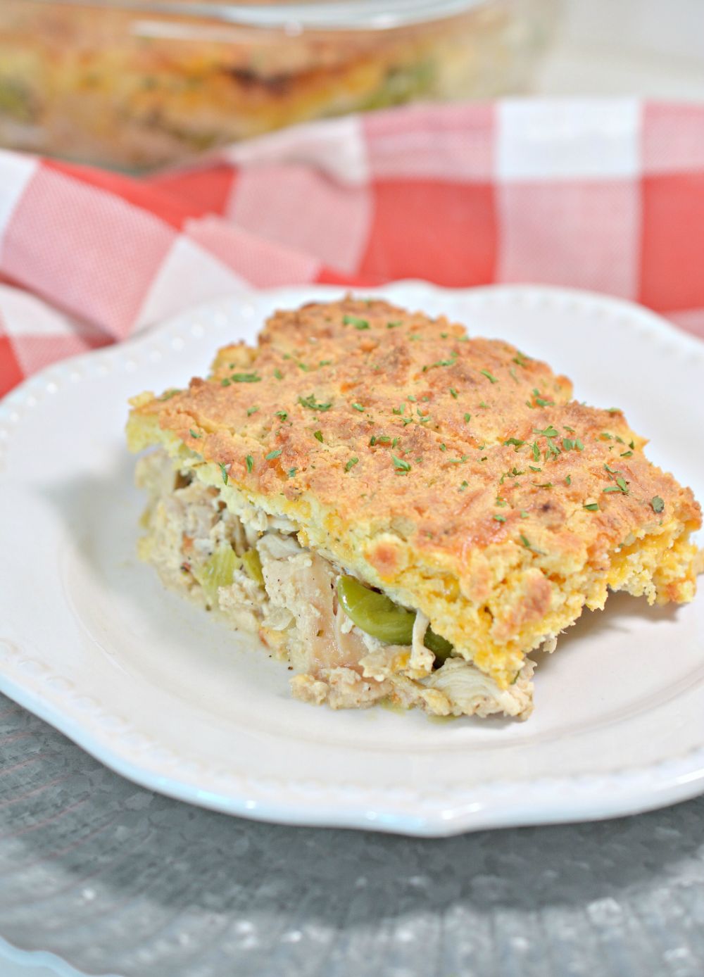 Keto Chicken Pot Pie with Garlic Cheddar Crust