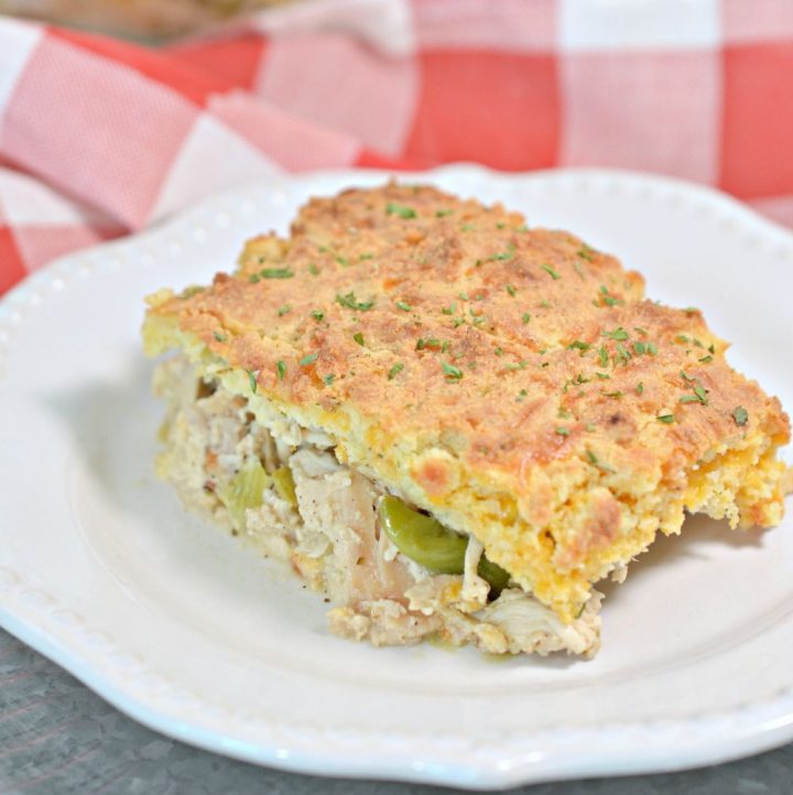 Keto Chicken Pot Pie with Garlic Cheddar Crust