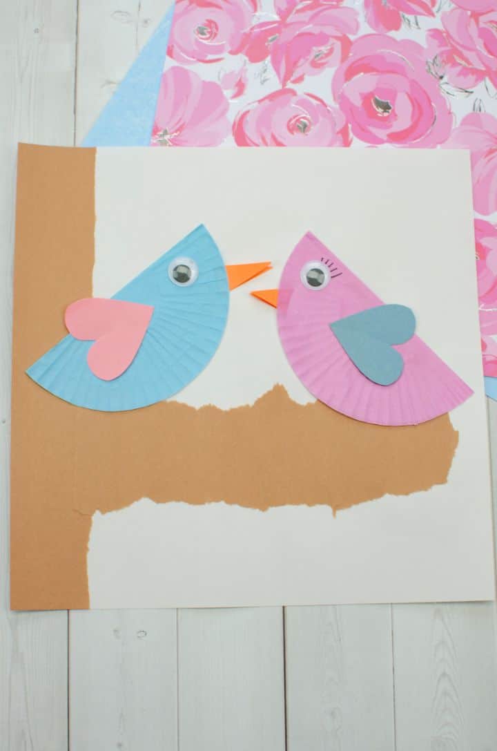 Love Birds Cupcake Liner Craft Glue Sticks and Gumdrops