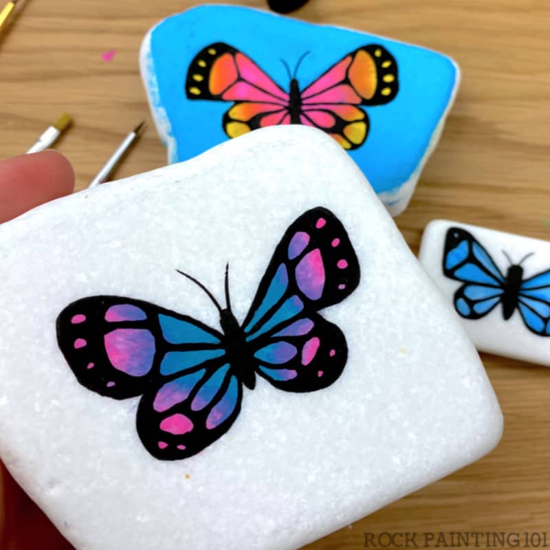 butterfly painted rocks