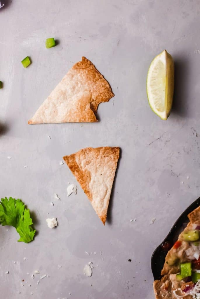 keto tortilla chips with lime wedge