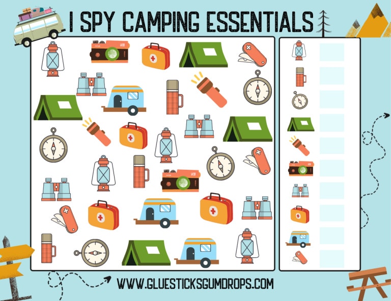 printable I Spy Camping game