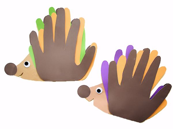 handprint hedgehog card by our kid things