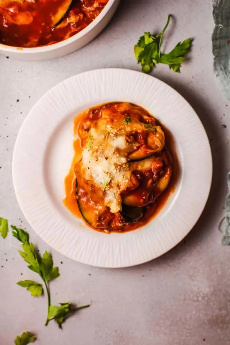 yummy eggplant lasagna made with low-carb ingredients