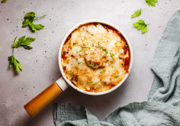 keto eggplant lasagna in pan