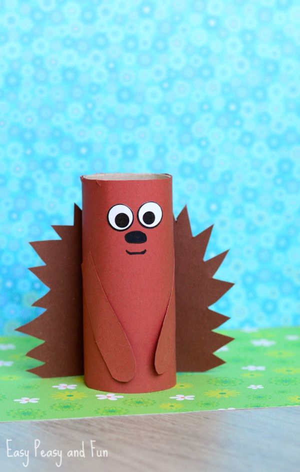 toilet roll hedgehog by easy peasy and fun