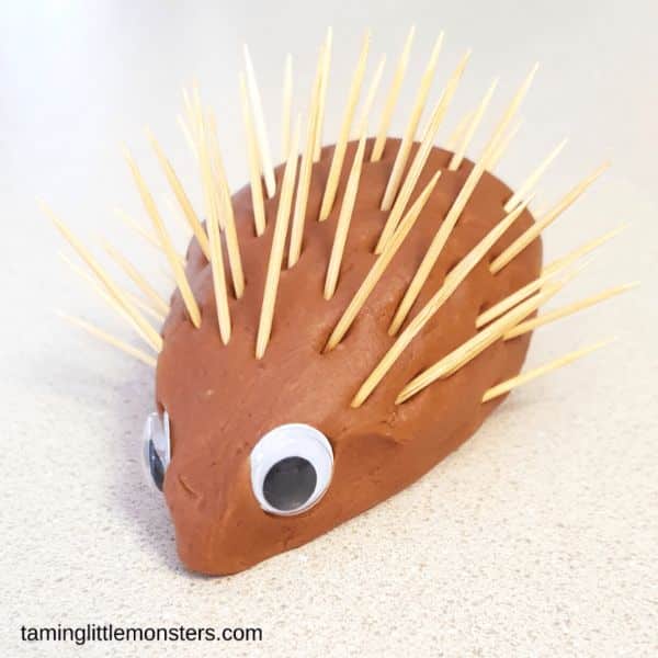 playdough hedgehog by taming little monsters