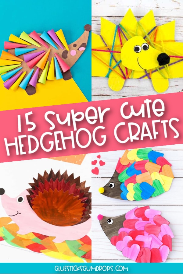 collage with 4 hedgehog art projects kids will love
