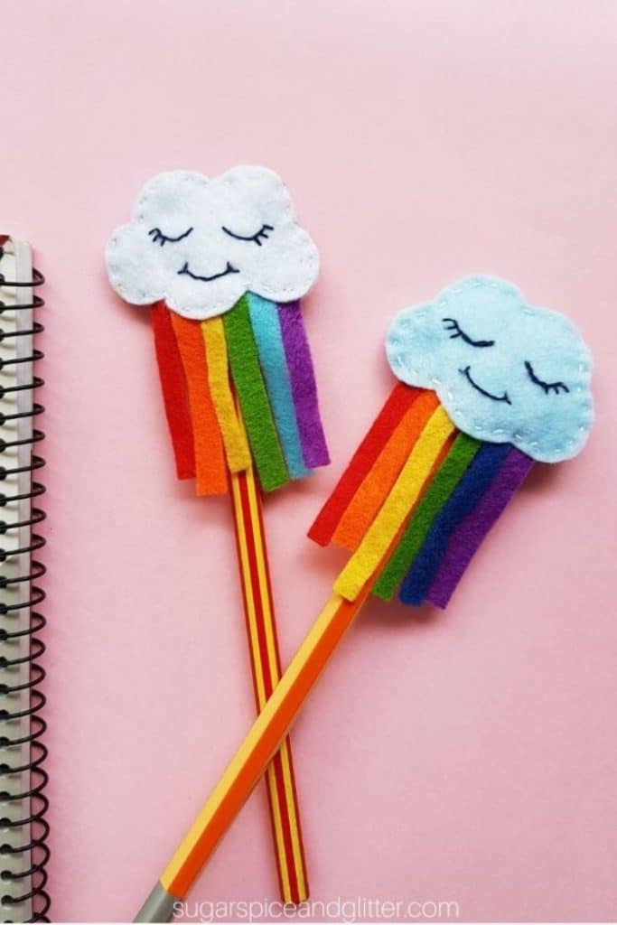 rainbow cloud pencil toppers