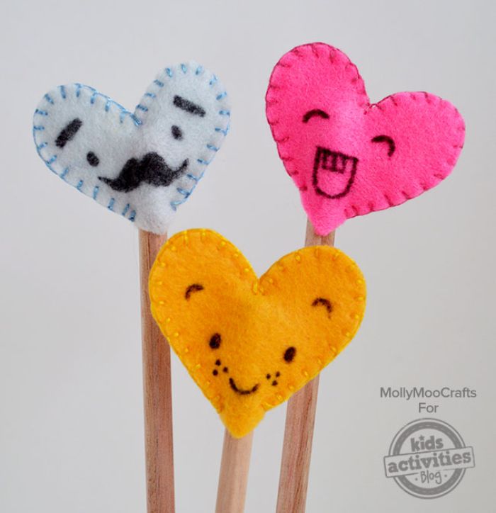 heart pencil toppers with silly faces
