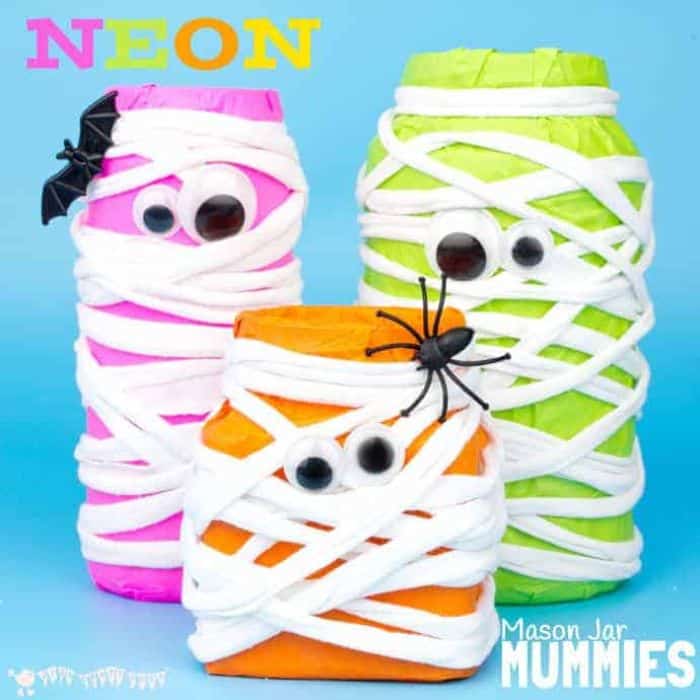 neon mummy mason jar craft
