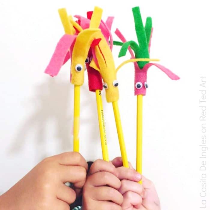 monster pencil toppers with fringe hair