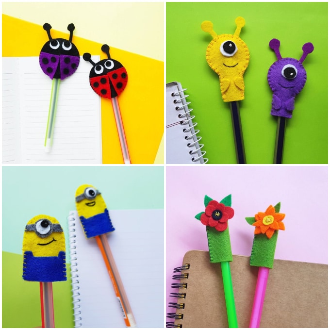 collage of cute ways to top your pencil