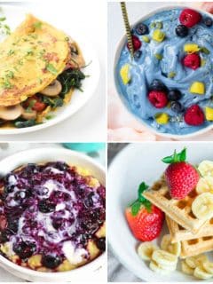 collage of plant based breakfasts