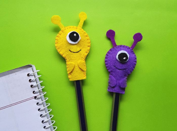 monster pencil toppers or aliens made with felt