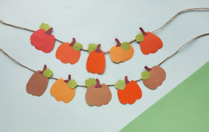 completed paper pumpkin banner